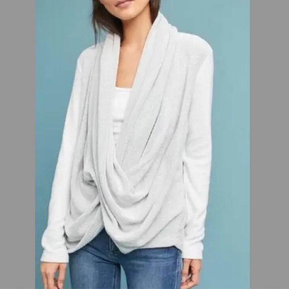 Saturday Sunday | Gray Knit Criss Cross Long Sleeve Sweater Size XS